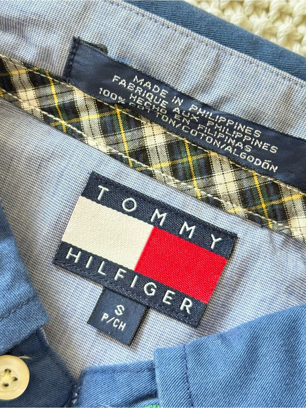 NWT Vintage Tommy Hilfiger 100% Cotton Button Down Pocket Shirt, Blue – Small - Picture 7 of 7